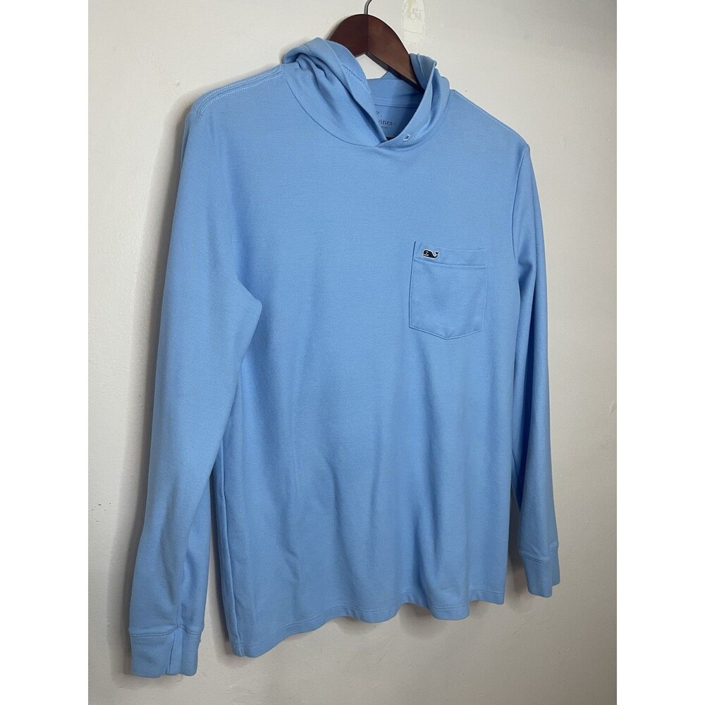 Vineyard Vines Men's Small Blue Hoooded Long Sleeve Shirt Pima Cotton - Picture 2 of 7